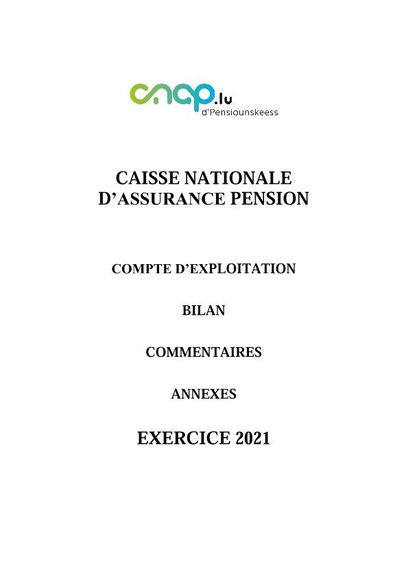 Compte d'exploitation, bilan, commentaires et annexes pour la CNAP - Exercice 2021